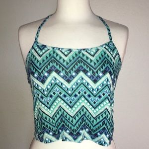 Forever 21 Aqua/Blue/Teal/Navy Crop Top Small